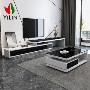 China Supplier MDF White Tempered Glass Coffee Tables TV Table Sets