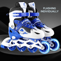 Patins à Roulettes Réglables pour Enfants 4 Roues, Extérieur, Vitesse, avec Roues Lumineuses en PU
