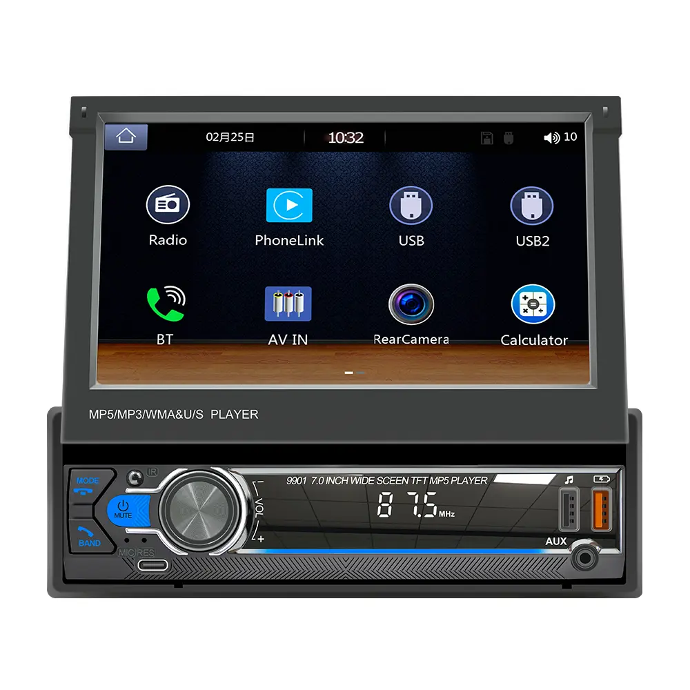 Retrátil 7 ''Touch Screen Gps Wifi Autoradio Car Mp5 Player com câmera traseira Auto Electronics Car Player