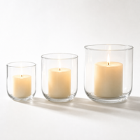 Support de bougie en verre transparent avec base en arc, motif grille d'œufs, emballage sécurisé, pour décoration de maison et de fête, expédition en gros