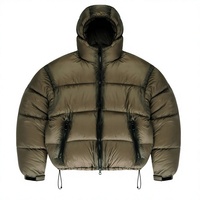 Blouson d'hiver matelassé surdimensionné pour homme, coupe classique, couleur personnalisée, logo frontal, en polyester/nylon, design bulle, 100 % polyester/nylon