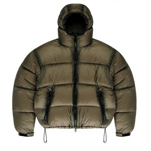 Blouson d'hiver matelassé surdimensionné pour homme, coupe classique, couleur personnalisée, logo frontal, en polyester/nylon, design bulle, 100 % polyester/nylon - Product Image 1