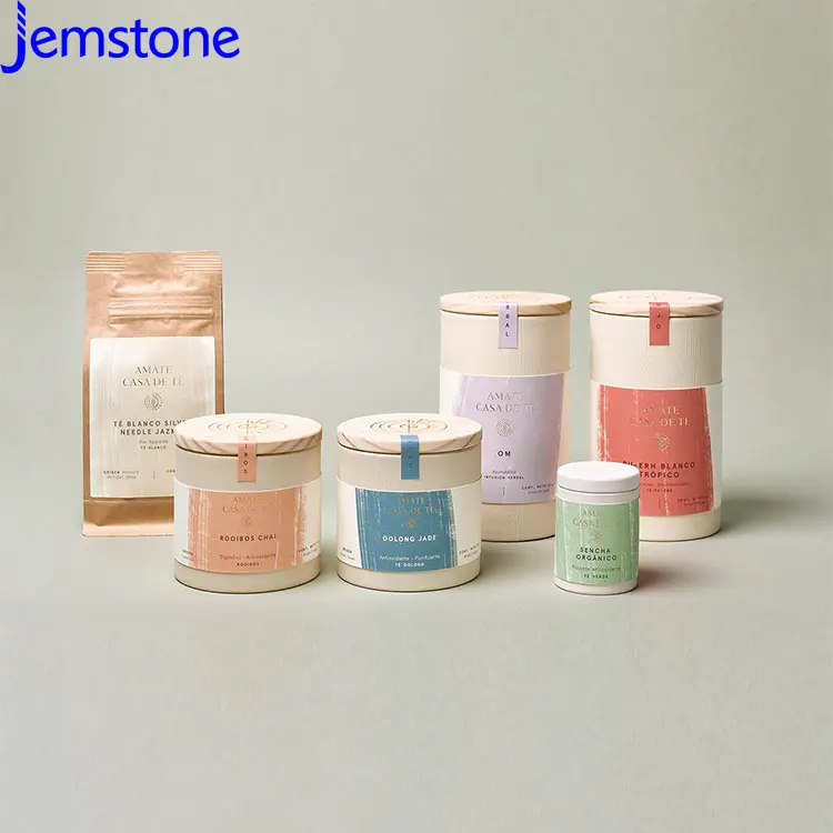 Benutzer definierte Jar Tube Verpackung Biologisch abbaubare Tee Kraft papier Papp röhre für Pulver mit kunden spezifischem Deckel