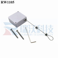 RUIWOR RW1105 Enrouleur de Cordon Carré Rétractable avec Boucle Lasso Réglable par Clé Allen à Verrouillage Métallique pour la Sécurité des Présentoirs de Bijoux