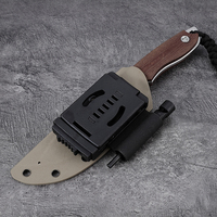 Couteau de survie tactique à lame pleine en acier 5Cr13Mov, lame fixe, pour le camping et la chasse en plein air, avec étui Kydex et allume-feu