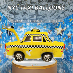Ballons en feuille en forme de taxi écologiques personnalisés, ballons de taxi à carreaux de New York pour la décoration de fête d'anniversaire à New York - Product Image 2