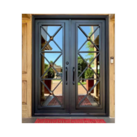 Portes de luxe en fer forgé pour maison, entrée principale de style français, avec grille en fer forgé et verre trempé pour la sécurité