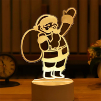 Lampe de nuit LED 3D en acrylique personnalisable pour Noël, Père Noël, arbre, cerf, lampe de table, lampe de nuit chaude pour chambre à coucher, cadeau de Noël