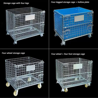 Conteneur de transport pliable en métal à mailles métalliques économique avec capacité de 1000 kg, roues de 4 à 6 pouces, personnalisable