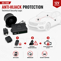 Système d'alarme de voiture universel 12V anti-hijack, anti-vol, avec immobilisateur moteur et capteur de choc double étage, contrôle de verrouillage centralisé