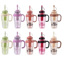 Bouteille en plastique pour café en gros, mignonne, grande capacité, avec paille et filtre à thé, idéale pour les enfants, la gym et le camping