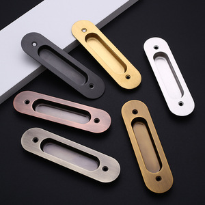 Stainless Steel Concealed Drawer Handles Oval Minimalist Cabinet Wardrobe <b>Door</b> Hardware Antirust Wire Drawing Finish - Product Image 1