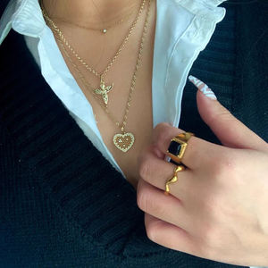 Dainty – bague de déclaration en acier inoxydable plaqué or 18k <span class=keywords><strong>pour</strong></span> femmes et hommes, bague de luxe en zircone cubique, bague de promesse en pierre précieuse - Product Image 6