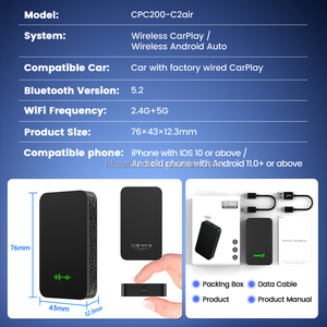 สตรีมเพลง แอป Waze ในรถยนต์ Carlinkit Android Auto Carplay ไร้สาย Ai Box Dongle เชื่อมต่อรวดเร็ว กล่องสมาร์ท Ai สำหรับรถยนต์ 98% - Product Image 4