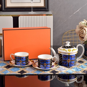 Premium Luxurious Blue Regal Cups Plates <b>Pot</b> <b>Set</b> Freezer Safe Dinnerware <b>Sets</b> for Parties - Product Image 5