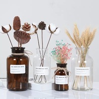 Bouteilles de pharmacie en verre de style vintage brun ambré avec bouchon en liège, col large et forme plate
