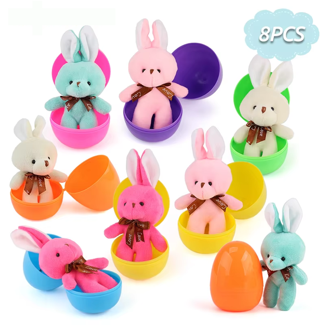 2025 Hot Sale Plastic Easter Eggs Plush Bunny Stuffed Toy