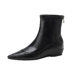 New Stretch Fashionable and Versatile Snow <b>Boot</b> Knee-high Lace-up Anti-slip <b>Fur</b> Lining <b>Boots</b> <b>for</b> <b>Women</b> with Chunky Heels - Product Image 2
