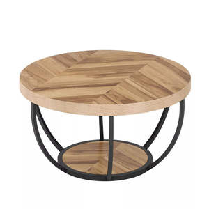 Mesa de Centro Moderna de Madera de 2 Niveles, Ahorra Espacio, Redonda, para Sala de Estar, Venta Caliente 2026 - Product Image 4