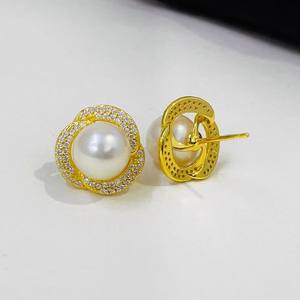 ต่างหูเงินแท้ S925 รุ่น 10841 ยี่ห้อ WENCHI DIY สำหรับใส่ไข่มุก ขนาด 9-10 มม. แบบถาดเปล่า เครื่องประดับเงินแฟชั่นจากจีน - Product Image 4