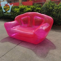 Canapé gonflable rose moderne pour 2 personnes, pliable, avec design à bulles et 2 porte-gobelets, PVC 0,45 mm, pour salon et extérieur