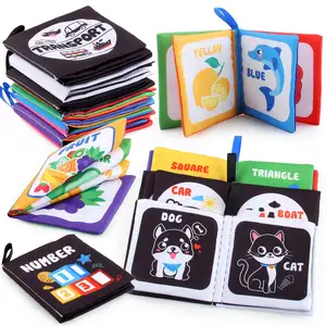 सस्ते कीमत बच्चे कपड़ा किताब बच्चे गतिविधि खिलौना सेट काले और सफेद नरम पुस्तक ध्वनि कागज शिशु शैक्षिक कपड़ा पुस्तक