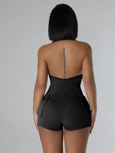 Da <span class=keywords><strong>donna</strong></span> <span class=keywords><strong>Chic</strong></span> Super elastico con cavezza a schiena scoperta con tasca 3D tuta Slim Fit tuta un pezzo 2024 <span class=keywords><strong>abbigliamento</strong></span> estivo <span class=keywords><strong>donna</strong></span> - Product Image 5