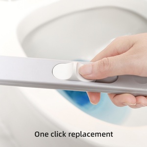 Brosse de toilette jetable moderne en plastique à fixer au mur pour salle de bain, avec support et agent nettoyant - Product Image 4