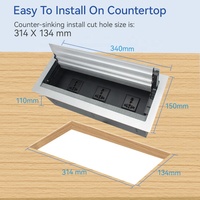 Boîte d'alimentation multifonctionnelle pour câble de bureau prises de courant encastrées avec couvercle rabattable double face