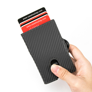 Casekey Slim <b>Rfid</b> <b>Blocking</b> Credit Card Holder Nfc Protect Pop up Atm Cardholder Carbon Fiber Mechanism <b>Wallet</b> With Coin Purse - Product Image 3