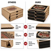 Boîte à pizza à trois étages avec tiroir coulissant et trous de ventilation pour l'emballage de plusieurs aliments à emporter