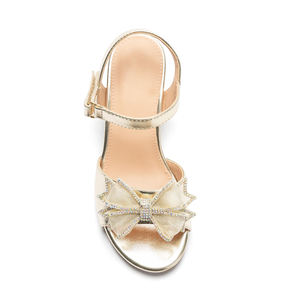 Sandali <span class=keywords><strong>con</strong></span> Tacco a Blocco e Fiocco Glitterato per Ragazze, Punta Aperta <span class=keywords><strong>con</strong></span> Cinturino a Fibbia - <span class=keywords><strong>Scarpe</strong></span> Eleganti in PU per Feste e Matrimoni Primavera/Estate - Product Image 2