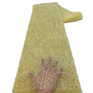 NI.AI nijerya boncuklu ve pullu Net dantel gelin işlemeli tül dantel kumaş ile inciler kadın düğün parti malzeme - Product Image 3