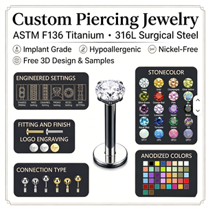Vente en gros de bijoux de piercing corporel tendance en acier inoxydable 316L 16G hypoallergénique avec zircone cubique, à enfiler pour cartilage, finition 14k - Product Image 6