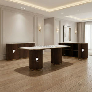Modern Travertine Stone TV Stand with <strong>Walnut</strong> Wooden <strong>Cabinet</strong> and Golden Stainless Steel Living Room Villa Apartment Furniture - Product Image 6
