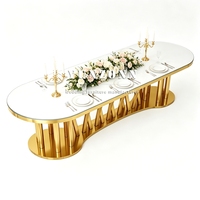 Tables de banquet ovales de luxe modernes en acier inoxydable doré pour mariages, fêtes et hôtels