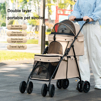 Pet Voyage En Plein Air Poussette Pour Chien Chat Chariots Petit Chien Double Couche Poussettes Pour Animaux De Compagnie