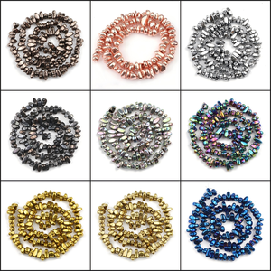 Perles en <span class=keywords><strong>pierre</strong></span> d'<span class=keywords><strong>hématite</strong></span> naturelle irrégulière plaquée de 4 à 8 mm, 17 couleurs, en vrac, pour la fabrication de bijoux DIY - Product Image 5
