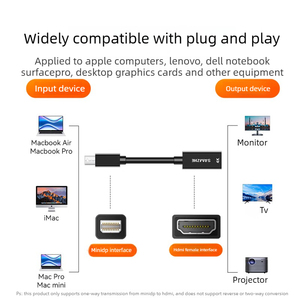 Adaptador <span class=keywords><strong>Mini</strong></span> DP <span class=keywords><strong>a</strong></span> Thunderbolt 2 Compatible con Convertidor 4K, con Cubierta de PVC para MacBook Air Pro, Monitor Surface, HDTV - Product Image 6