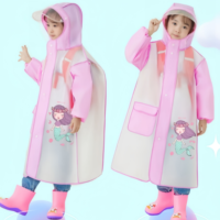 Manteau de pluie long pour enfants à double bordure et capuche, mignon |   Housse de sac à dos épaisse, imperméable, coupe-vent et réfléchissante |   Combinaison de pluie pour enfants d'âge scolaire