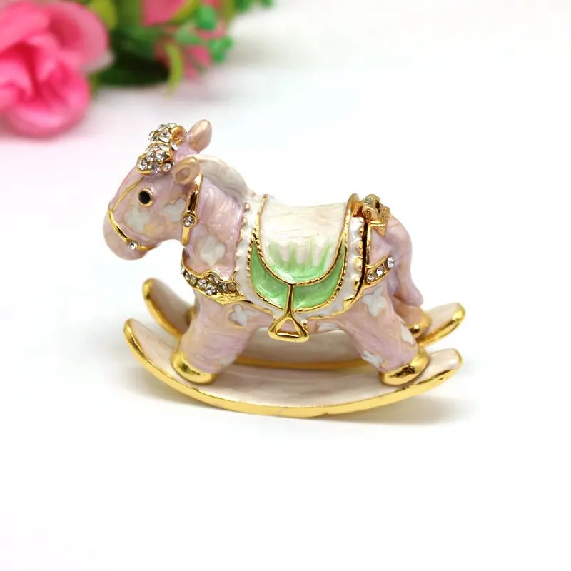 Cartoon creative pony necklace jewelry box cute rocking horse crafts storage box cute ring box