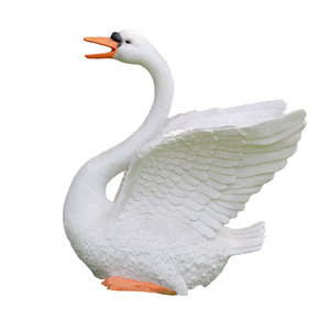Оптовая продажа, низкая цена, доступная большая скульптура животных в натуральную величину, статуя белого лебедя из стекловолокна для украшения садового парка - Product Image 6