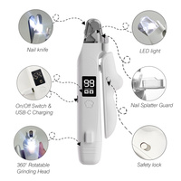 Coupe-ongles et ponceuse électrique 2-en-1 pour animaux de compagnie avec double éclairage LED, tondeuse silencieuse pour ongles de chien, kit de toilettage rechargeable USB-C