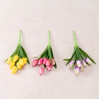 Fleurs artificielles en soie, verdure, mini-tulipes à 7 têtes, parfaites pour les mariages, la Saint-Valentin, les décors, les accessoires photo, la décoration florale intérieure
