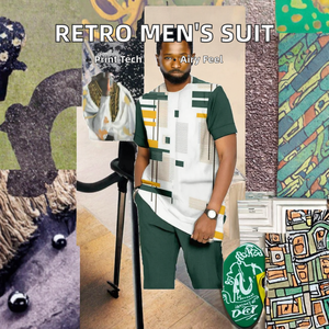 OEM da <span class=keywords><strong>uomo</strong></span> stile retrò stampa estiva con stampa Color block in cotone traspirante <span class=keywords><strong>taglie</strong></span> <span class=keywords><strong>forti</strong></span> in maglia a manica lunga abito Casual da passeggio - Product Image 3