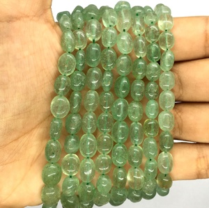 Precio mayorista Piedra preciosa suelta Collar de cuentas pulidas Cuarzo de fresa natural en forma ovalada Lisa Cuentas verdes de buena calidad - Product Image 3