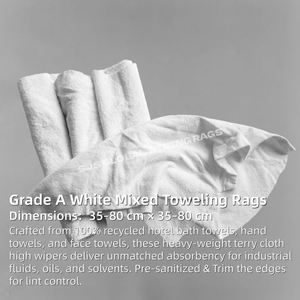 Trapos de Limpieza Blancos, 100% Algodón, Súper Absorbentes, para Limpieza Industrial y de Talleres - Product Image 2