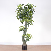 Nouveau modèle intérieur/extérieur décoration de jardin grand artificiel Pachira Macrocarpa arbre d'argent plante avec pot de ciment en plastique