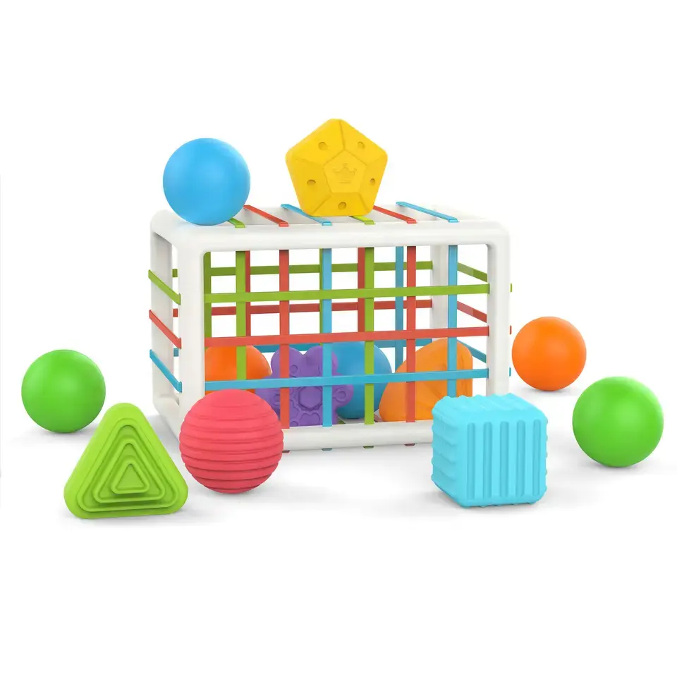 Boîte à monnaie Montessori, blocs empilables en plastique, couleurs assorties, jouets à empiler, jouets d'apprentissage à billes