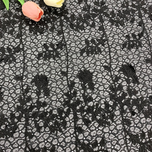Tela de encaje bordada 3D de lujo al por mayor, negra, sexy, de poliéster/algodón, con malla de voile Chantilly y cordón, para <span class=keywords><strong>ropa</strong></span> interior, textiles del hogar y bolsos. - Product Image 1